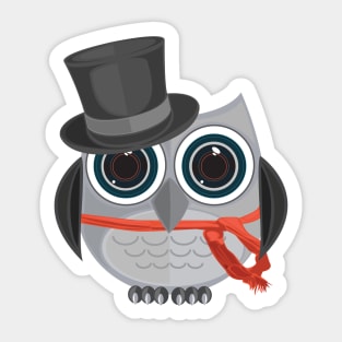 Top Hat Owl Sticker